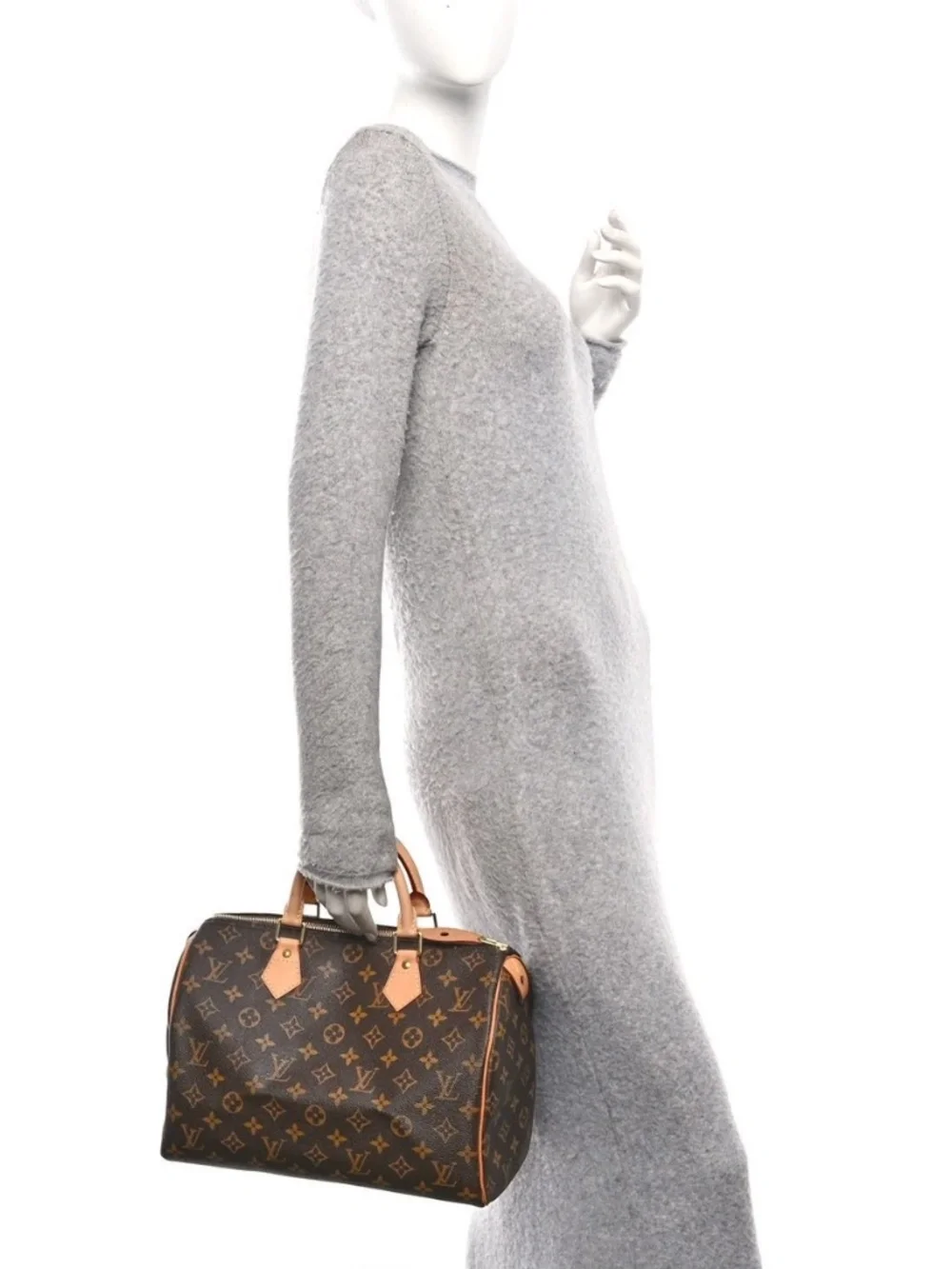 Authentic LOUIS VUITTON Monogram Speedy 30 Brown/Beige